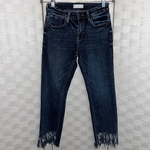 Petra 153 Womens Jeans Distressed Ankle Jeans Size 5/26 Dark Wash Boho Denim